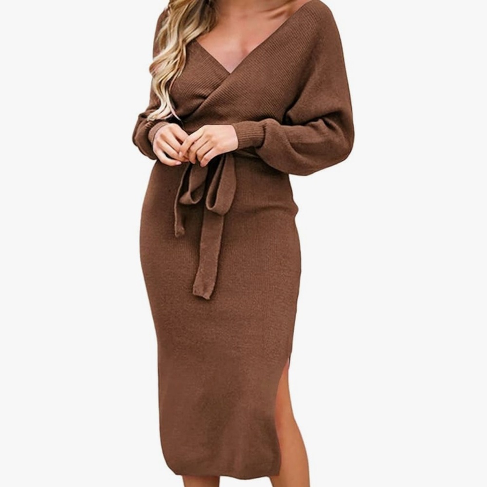 Rust Orange Wrap Dress